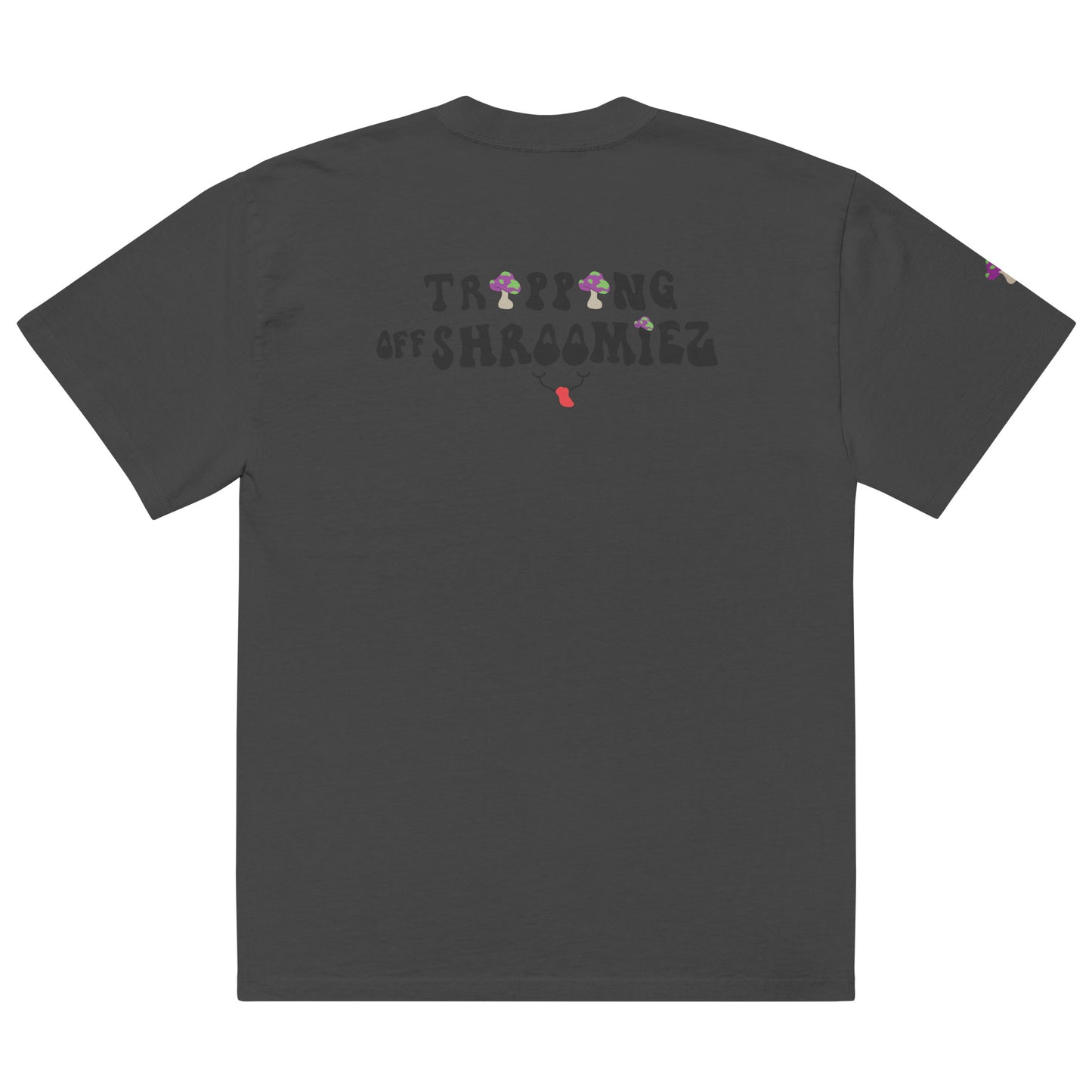 Shroomiez Smily Face x Shroomiez (right sleeve) x TrippingOffShroomiez Oversized faded t-shirt