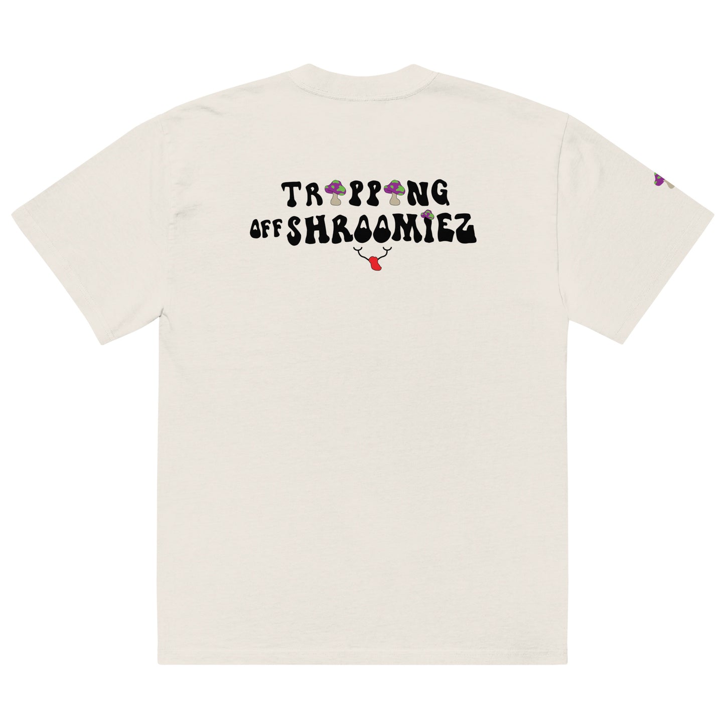 Shroomiez Smily Face x Shroomiez (right sleeve) x TrippingOffShroomiez Oversized faded t-shirt