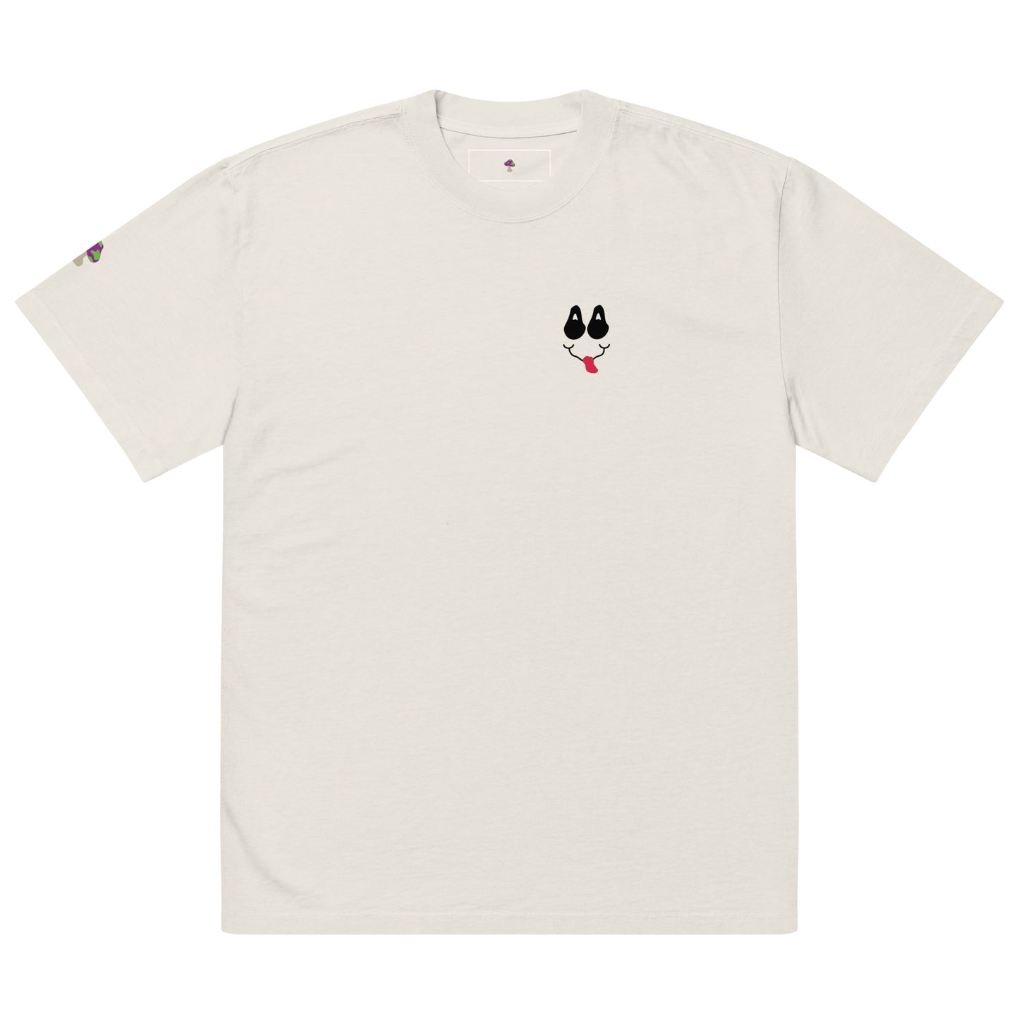 Shroomiez Smily Face x Shroomiez (right sleeve) x TrippingOffShroomiez Oversized faded t-shirt