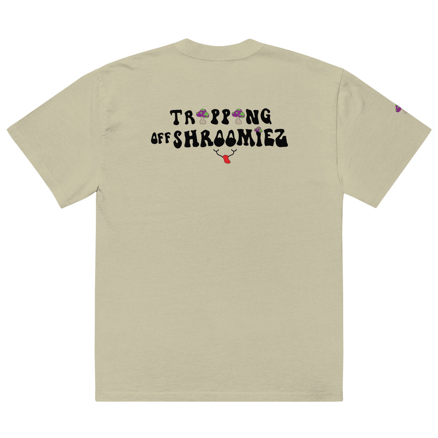 Shroomiez Smily Face x Shroomiez (right sleeve) x TrippingOffShroomiez Oversized faded t-shirt