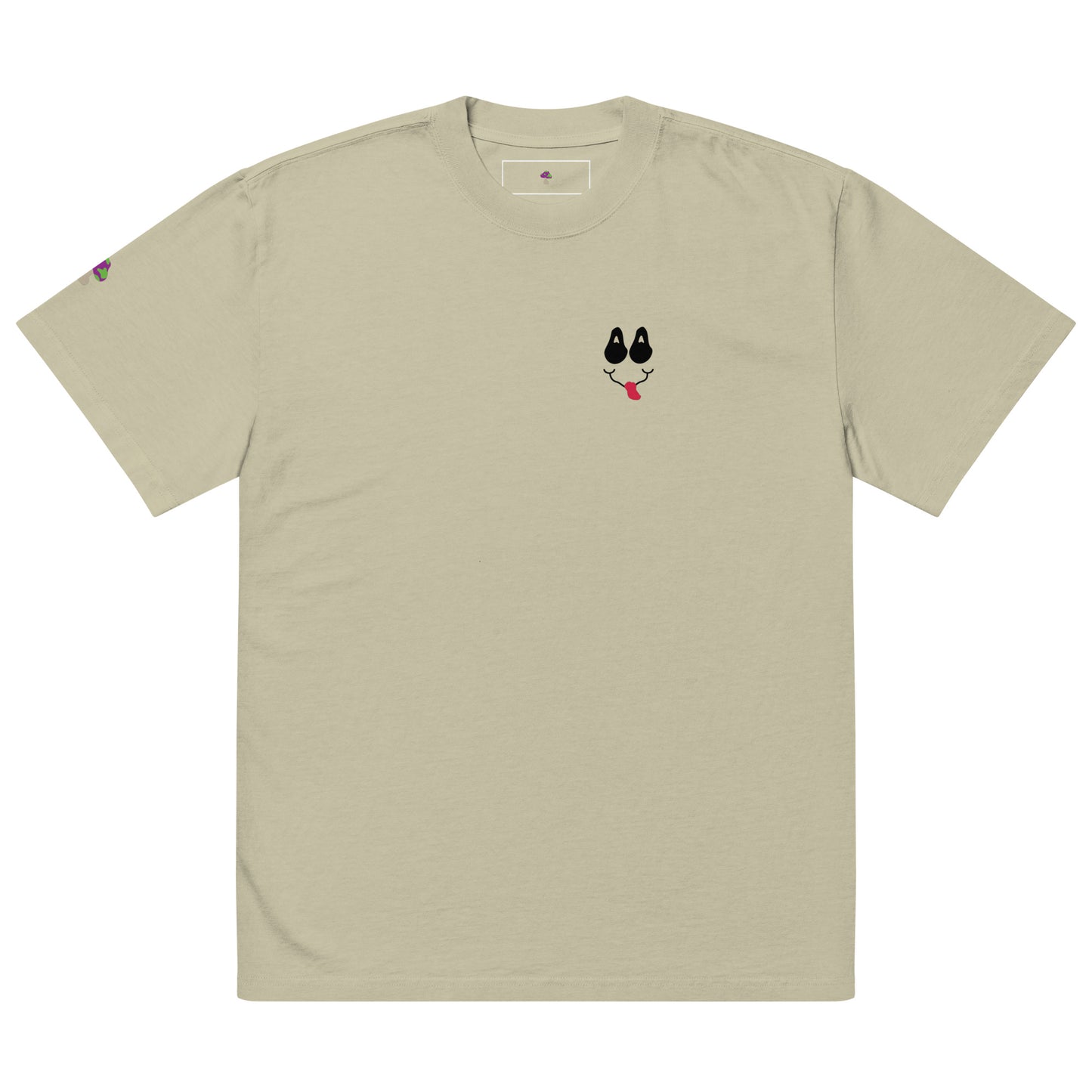 Shroomiez Smily Face x Shroomiez (right sleeve) x TrippingOffShroomiez Oversized faded t-shirt