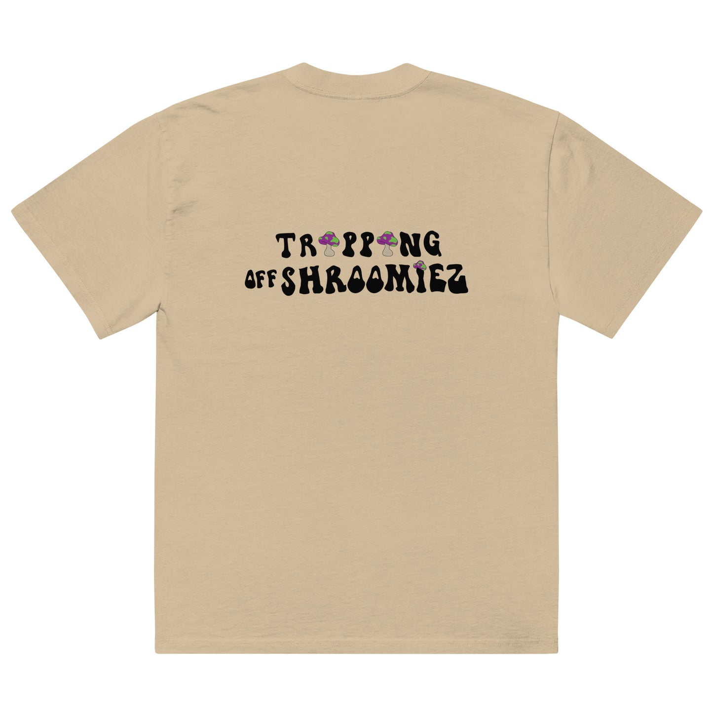 White Shroomiez+ TrippingOffShroomiez (no smile) Oversized faded t-shirt