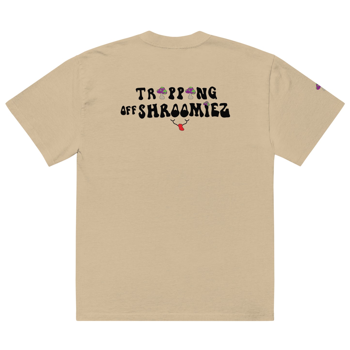 Shroomiez Smily Face x Shroomiez (right sleeve) x TrippingOffShroomiez Oversized faded t-shirt