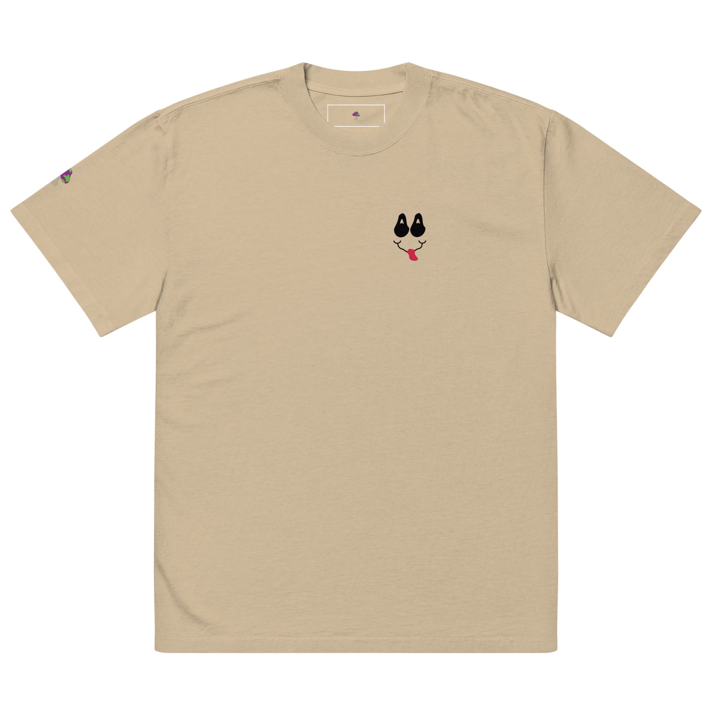 Shroomiez Smily Face x Shroomiez (right sleeve) x TrippingOffShroomiez Oversized faded t-shirt