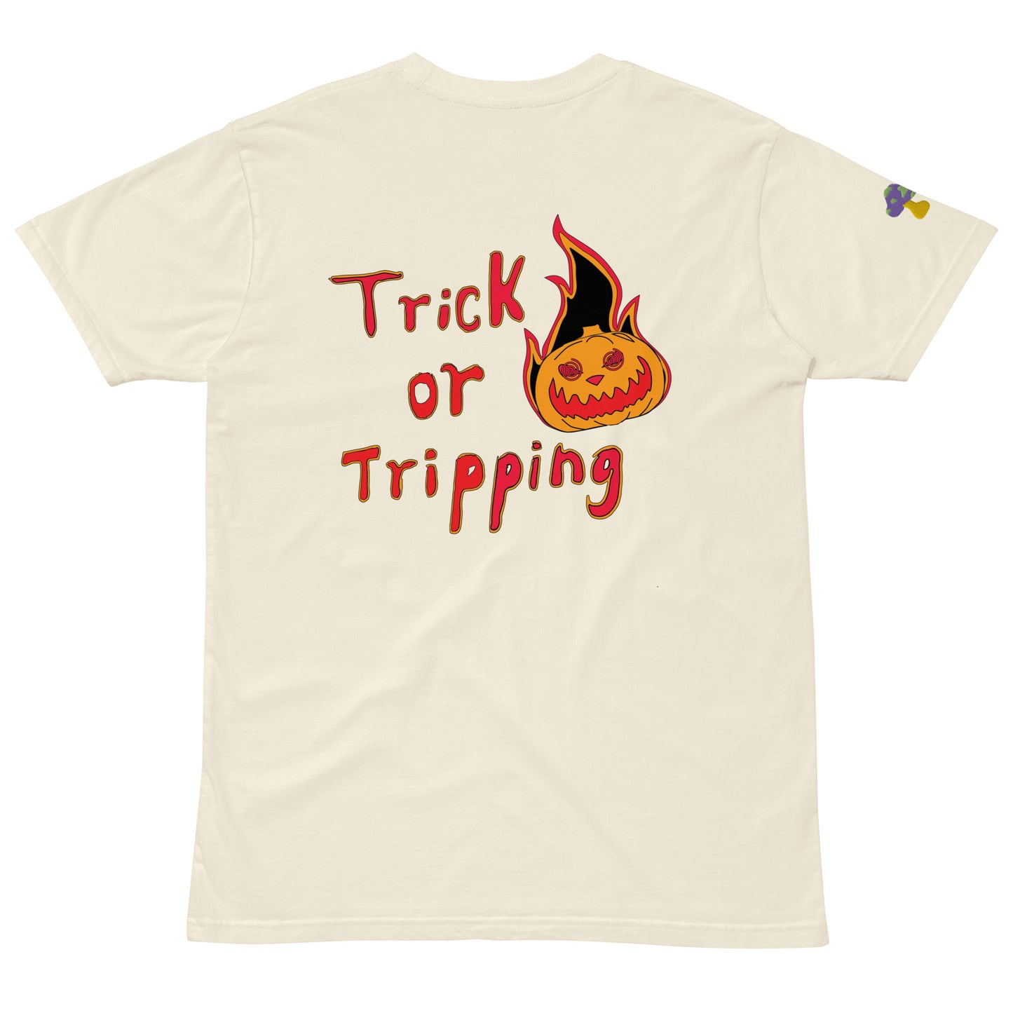 ExclusiveHalloweenSmilyFacexShroomiezxTrippingEvilPumpkinUnisex premium t-shirt