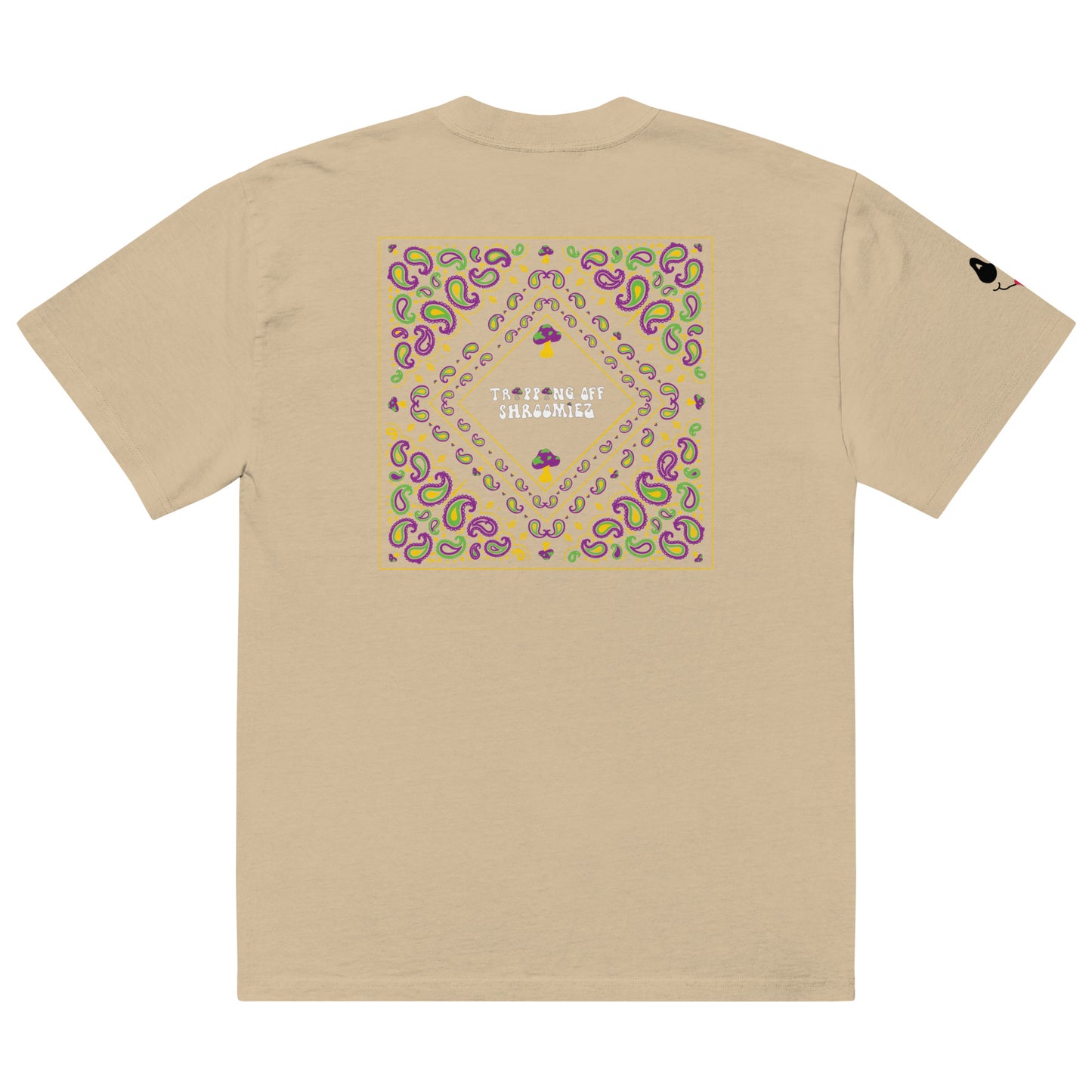 Shroomiez Logo x TongueFace x TrippingOffShroomiez Bandana Oversized faded t-shirt