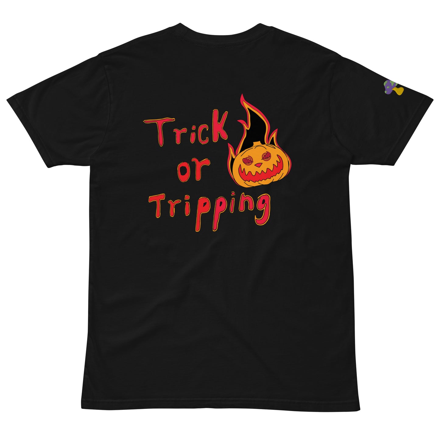 ExclusiveHalloweenSmilyFacexShroomiezxTrippingEvilPumpkinUnisex premium t-shirt