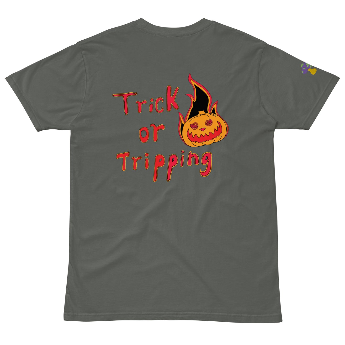 ExclusiveHalloweenSmilyFacexShroomiezxTrippingEvilPumpkinUnisex premium t-shirt