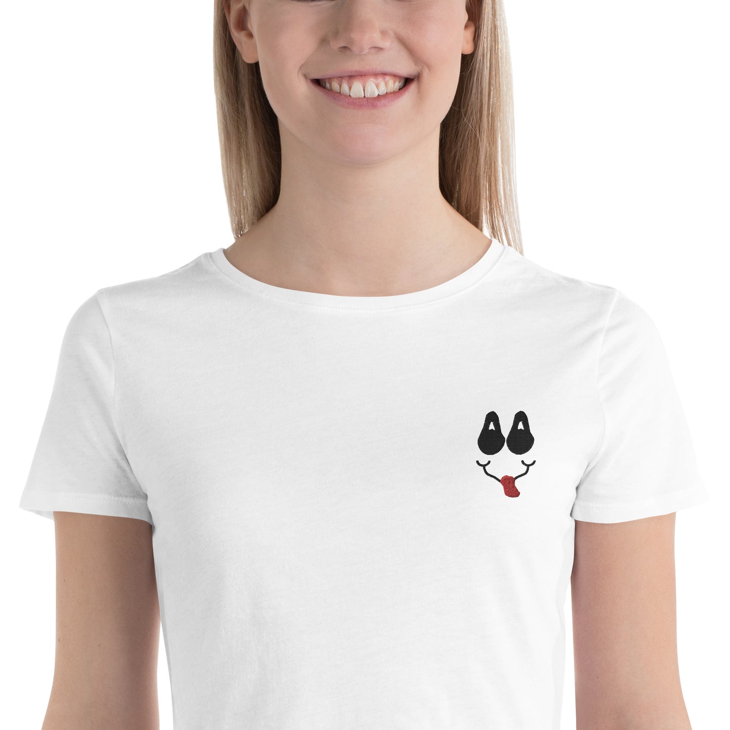 Embroidered TrippingOffShroomiez Smily Face Women’s Crop Tee